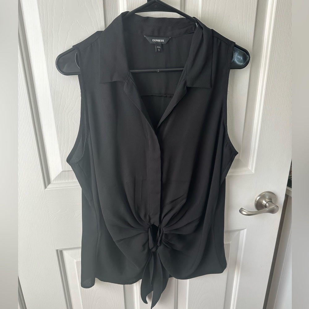 Black express tank top styled blouse, size large